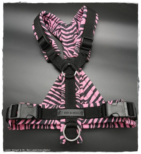 Hundegeschirr Softshell - Pink Zebra